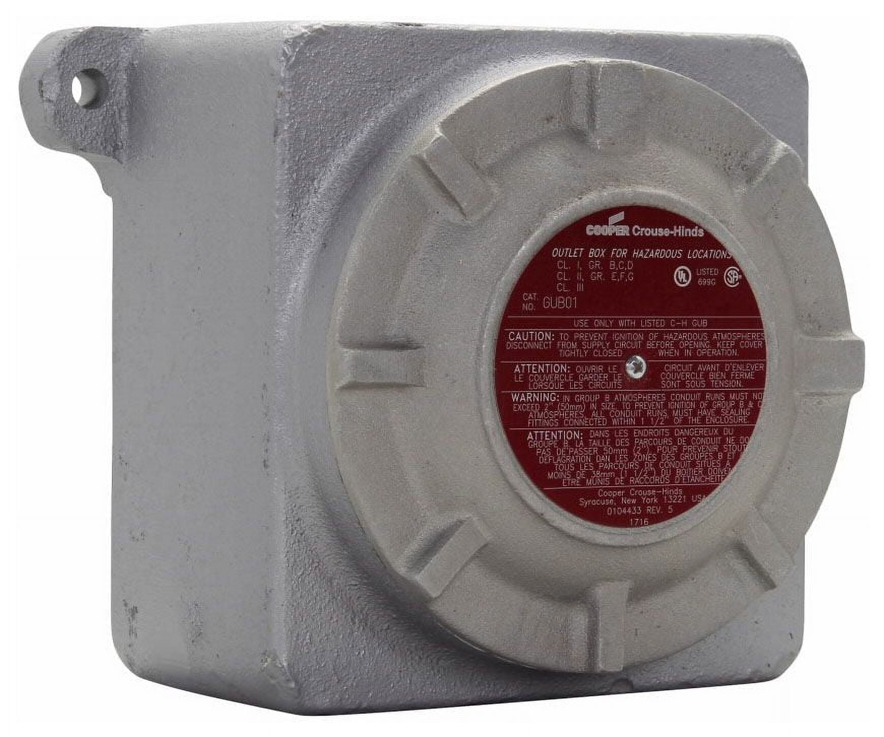 Crouse-Hinds GUB0110, Explosionproof Junction Box Cover, Hazloc Iron, 1 PC