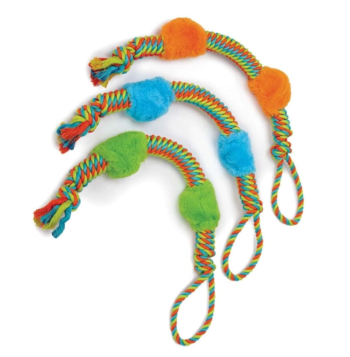Large Breed Interactive 29 Inch Dog Rope Toy Bright Durable Double Plush Squeak (Green)