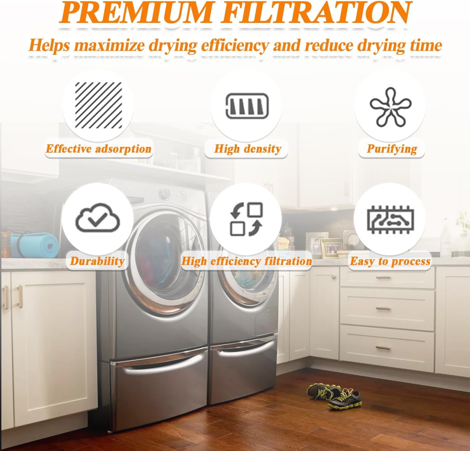 4 Pack WH01X35719 Lint Filte for GE Profile Washer Dryer Combo with Clothes Dryer Vent Cleaner Kit, Dryer Vent Brush Included