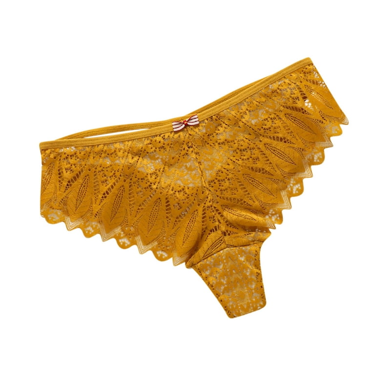 HUPOM Ladies Underwear Underwear Briefs Leisure String Banded Waist Yellow  XL 