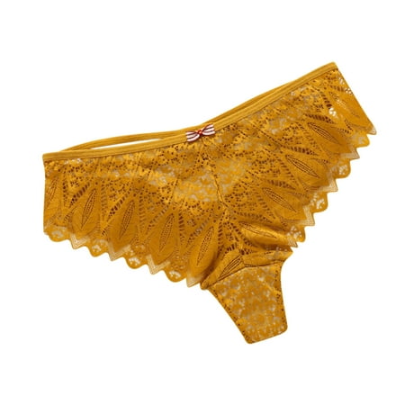 XMMSWDLA Plus Size Womens Crotchless Thong G-String Panties Briefs Lingerie Underwear Yellow M Clearance Sales Today Deals Prime