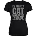 thumbnail image 1 of Halloween Costume de Chat Humain Noir T-Shirt Doux pour Juniors, 1 of 1