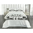 thumbnail image 3 of Ambesonne Hunting Quilted Bedspread Set 3 Pcs, Vintage Emblem, King Size, Black and White, 3 of 5