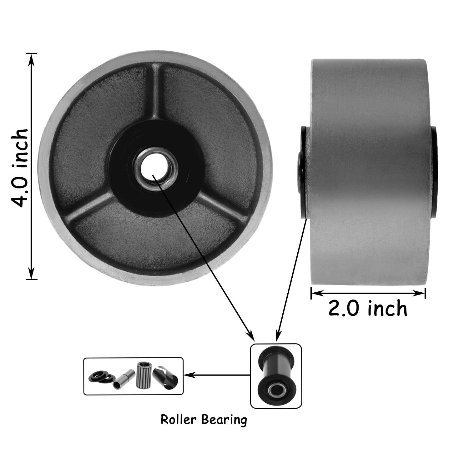 SY America Heavy Duty Steel Caster Iron Wheel 5"x2" Swivel Top Plate Caster High Capacity Total 4400lbs