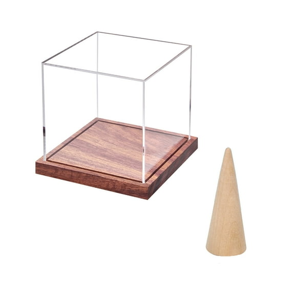 Large Championship Rings Holder Clear Acrylic Display Case Protective Wood Base Storage Rack for Baseball Rings