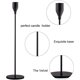 thumbnail image 2 of Juego de 3 candelabros negros mate para velas cónicas, candelabro decorativo para bodas, cenas, fiestas, se adapta a velas de 3/4 de pulgada de grosor y velas LED (soporte de metal para, 2 of 7