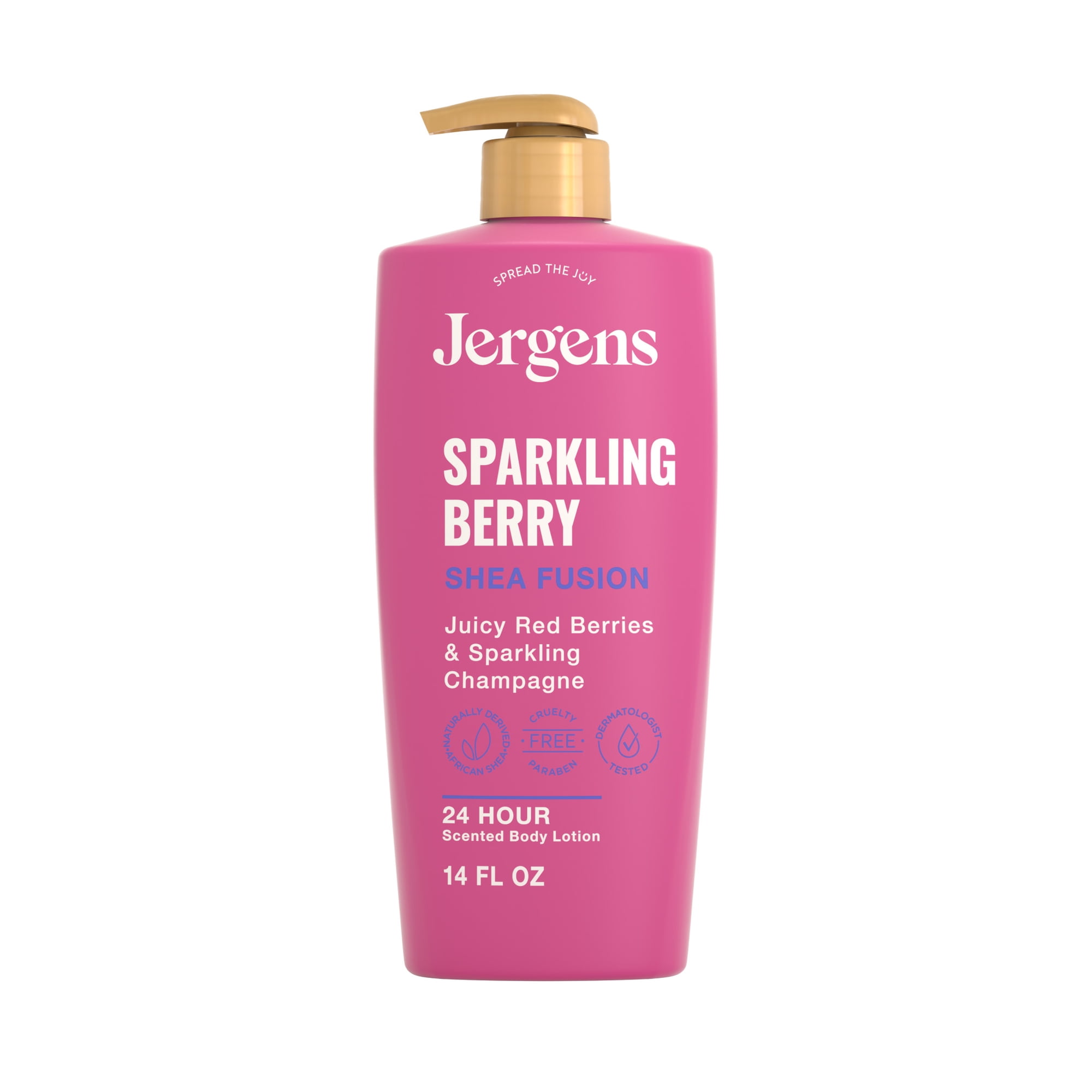 Jergens Shea Fusion Sparkling Berry Scented Body Lotion, Moisturizer for Dry Skin, 14 fl oz