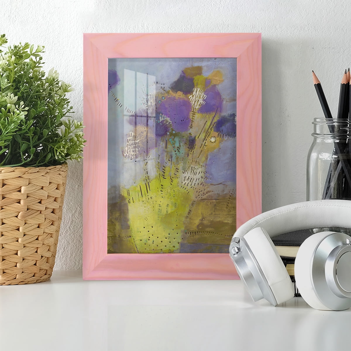 Blumen I -Framed Print w/glass-Sunset Pink