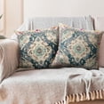 thumbnail image 6 of Boho Blue Throw Pillow Covers 18x18 inch, Bohemian Carpet Double Sided Pattern Soft Plush Cushion Cover for Couch Sofa Bed Decorative, Only Pillowcase (No Insert), 6 of 6