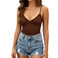 thumbnail image 4 of WHEANG Polka Dot Tank Tops for Women Summer Fashion Slim Fit Camisole Adjustable Spaghetti Strap Sleeveless Tank Top Y2K Vintage Fitted V-Neck Camisole Tops for Women Size S Brown, 4 of 5