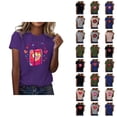 thumbnail image 1 of T-shirts de la Saint-Valentin pour Femmes 2026 à la Mode Manches Courtes Col Rond avec Cœur Graphique, 1 of 4
