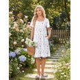 thumbnail image 5 of Ekouaer Nightgowns for Women Short Sleeve House Dresses with Pockets Pleated Moo moos Floral Print Mumu Dress, 5 of 6