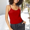 thumbnail image 2 of BILIKEYU Beach Vacation Tank Tops Women,&nbsp;Double Lined Adjustable Spaghetti Strap Basic Camisole Sleeveless Fitted Summer Tops, Red, 2 of 4
