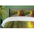 thumbnail image 4 of Ambesonne Autumn Duvet Cover Set, Cozy Scene Sunrays Photo, 2-Calking, Olive Green Yellow, 4 of 7