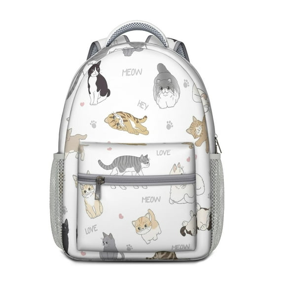Pet Lovers Cartoon Cat Backpack – Funny Paw Pattern Schoolbag for Cat Enthusiasts and Gift Ideas