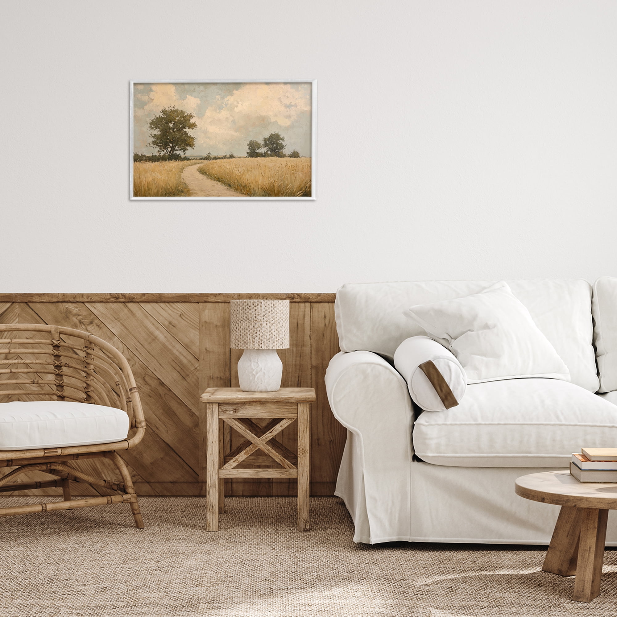 Stupell Industries Soft Field of Wheat White Framed Giclee Art, design by Petal Prints Design