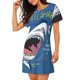 thumbnail image 2 of Easygdp Great White Shark Camisón de manga corta para mujer, informal, estampado, 2 of 6
