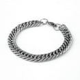 thumbnail image 2 of K-KED Men's Stainless Steel Silver Heavy Thick Link Cuban Curb Chain Bracelet Gift US., 2 of 9