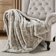 thumbnail image 4 of Home Soft Things Jacquard faux fur throw - 50x60" - Taupe, 4 of 9