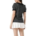 thumbnail image 3 of INSPIRE CHIC Tweed Top for Women's Button Decor Peter Pan Collar Blouse XL Black, 3 of 6