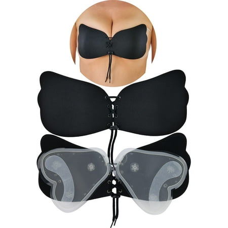 ToBeInStyle Women s Reusable Velcro and Adhesive Angel Wing Bra - Black - B-Cup