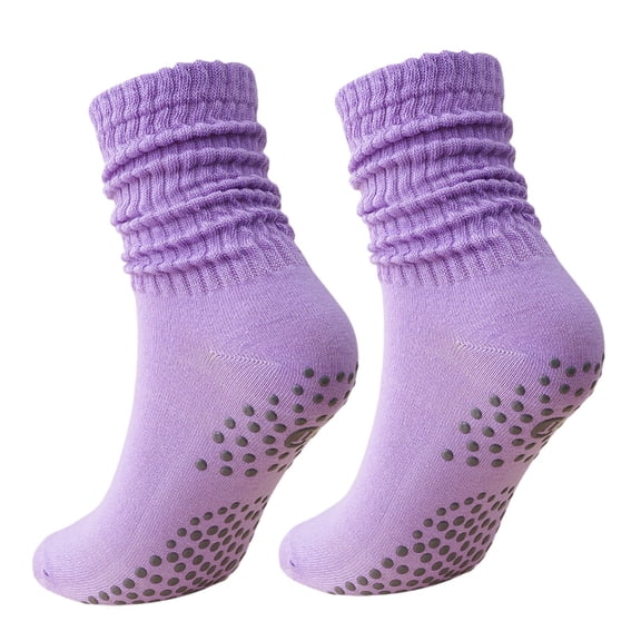 Women's Socks Pilates Slouch Crew Socks Grip Yoga Socks with Non Grippers for Barre Ballet Dance Hospital Workout Fall Socks