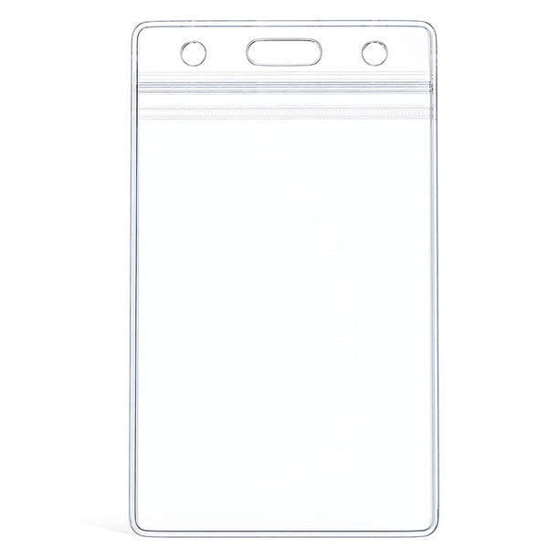 Soporte de tarjeta de identificación vertical con cremallera resellable de tipo impermeable (identificación vertical, 50 unidades)