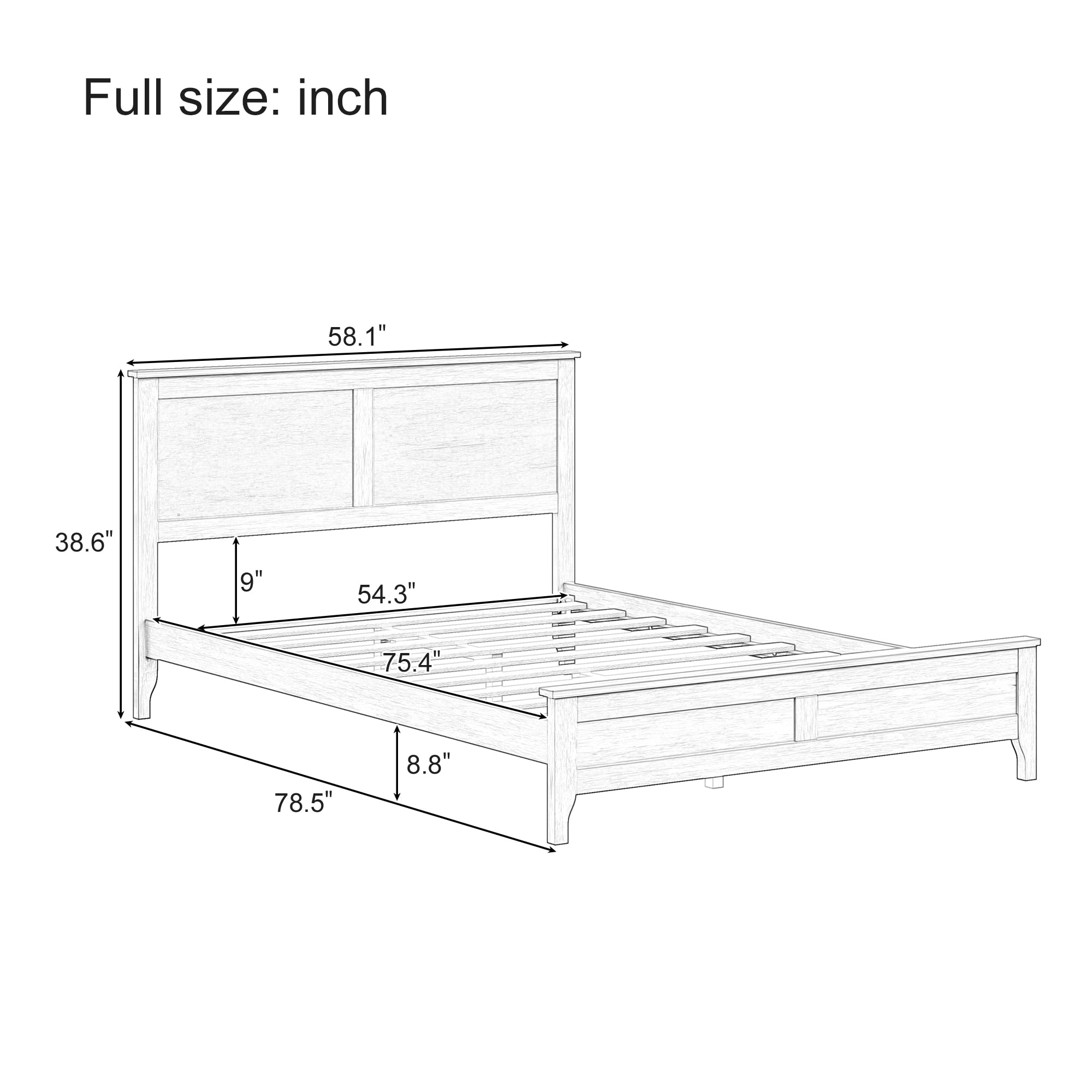 MAYEERTY Full Modern Solid Wood Platform Bed for Bedroom White