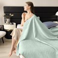 thumbnail image 4 of SPOORYYO Summer Cooler Pad Lightweight Breathable Soft Knitted Quilt Double Side Cooler Blanket Wind Conditioner Quilt Machine Washable Easy to Clean for Hot Sleepers Couch,Mint Green, 150x200CM, 4 of 6