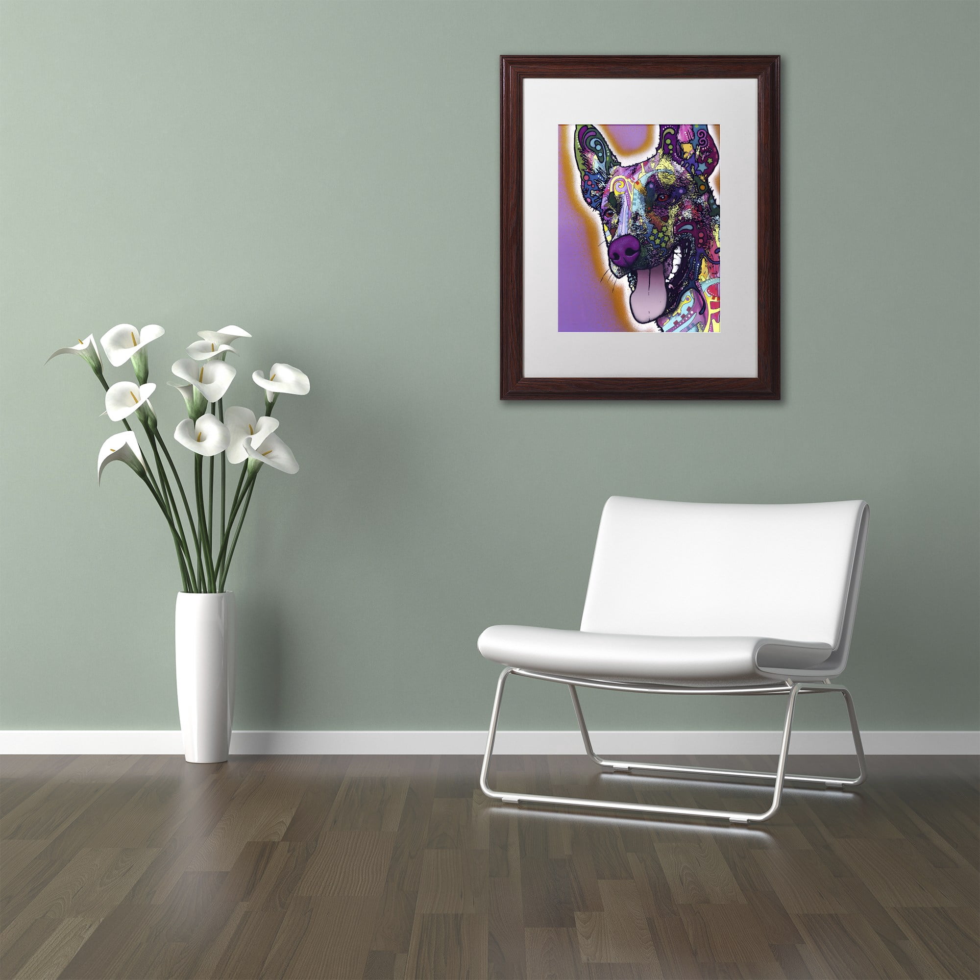 Trademark Fine Art "Malinois" Canvas Art by Dean Russo, White Matte, Wood Frame