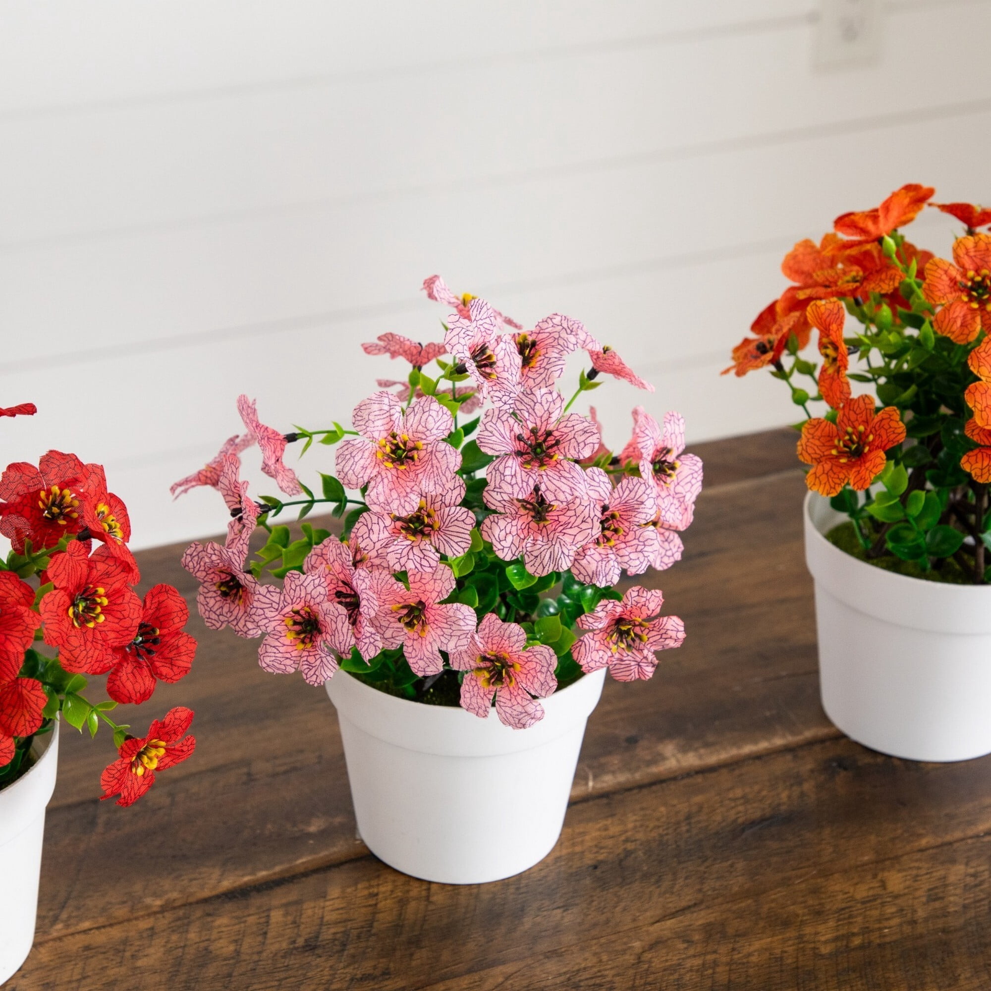 7in. Artificial Spring Daisy in White Pot - Set of 3