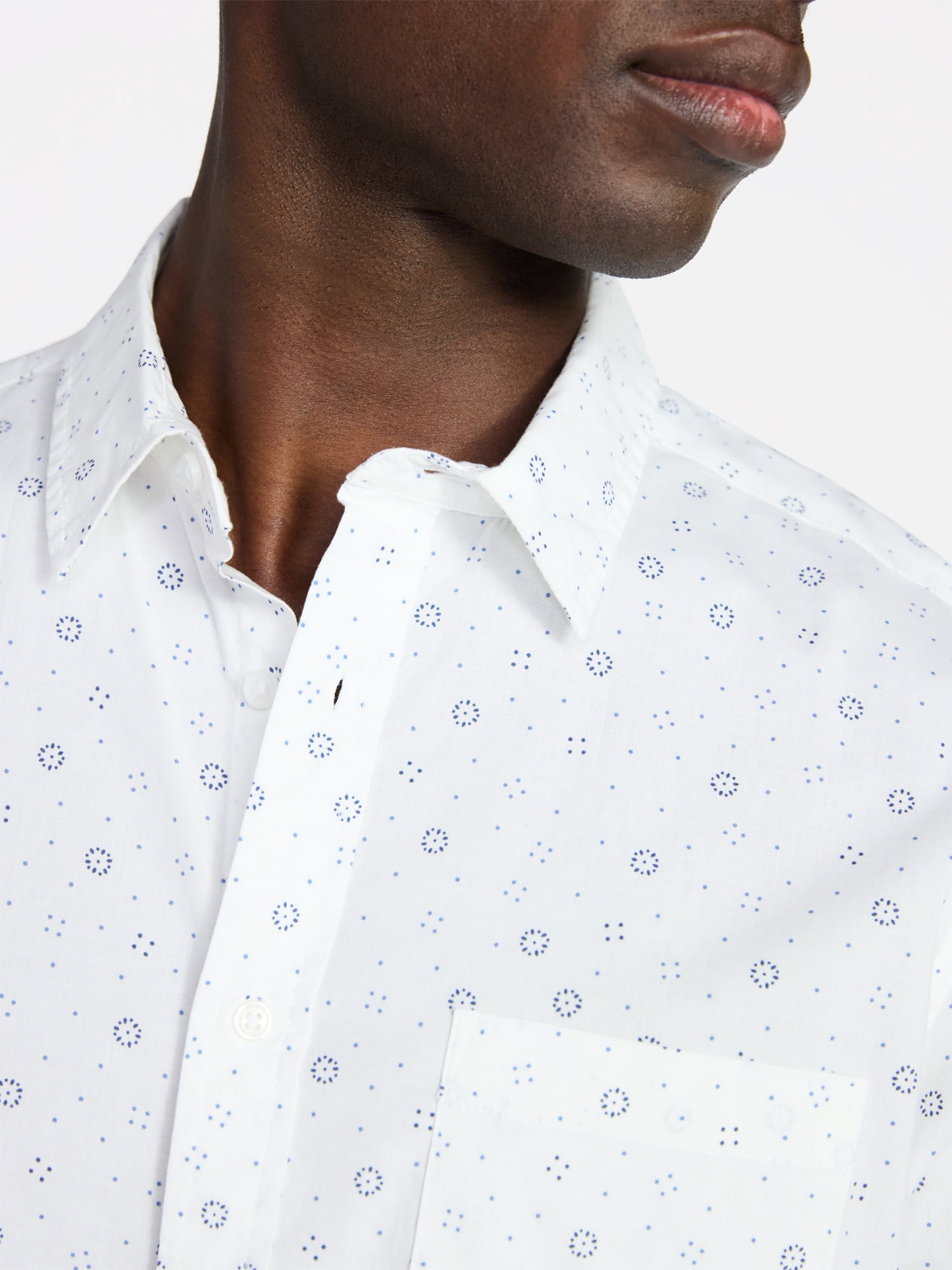 George Men's & Big Men's Modern Fit Poplin Button Up Shirt with Short Sleeves, Sizes XS-5XL