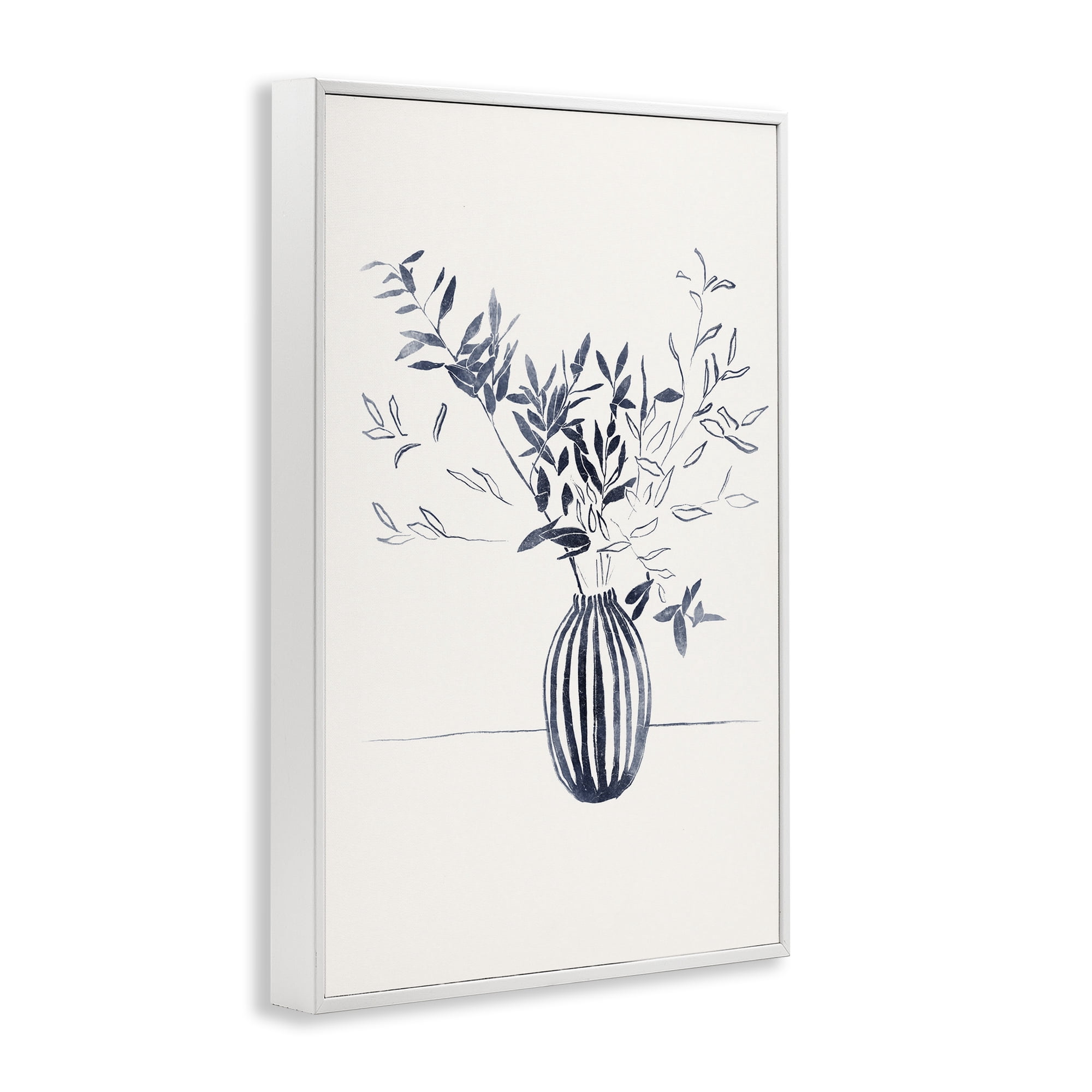 Stupell Industries Minimal Bud Vase Botanical & Floral Painting White Framed Art Print Wall Art, 12 x 18