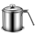 thumbnail image 1 of ZOUSSIQI Oil Filter Pot Stainless Steel Food Grade Dust Proof Fine Mesh Grease Strainer Storage Can with Lid for Kitchen1.8L (201) With Plate Line Handle JU316-45605, 1 of 3