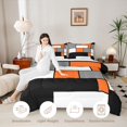 thumbnail image 4 of Manfei Abstract Grid Queen Comforter Set, Tangerine Orange Checkered Comforter Sets Queen, Black Reversible 3pcs, 1 Comforter and 2 Pillowcases, 4 of 6