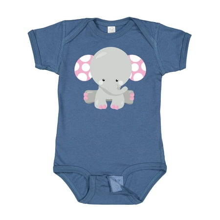 

Inktastic Cute Elephant Little Elephant - Pink Gray Gift Baby Girl Bodysuit