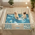 thumbnail image 2 of WOBOGO Blue Pattern Of Fish and Water Plants Baby Playmats Extra Large Waterproof Rollable Activity Pads for Toddlers 50×50inch, 2 of 7