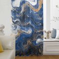 thumbnail image 6 of Blue Marble Sheer Curtains 45 Inches Long, Modern Minimalist Abstract Fluid Art Light Filering Curtains, Breathable Simi Curtain Privacy Drapes for Kitchen Bathroom Lightweight Small Window Treatment, 6 of 9