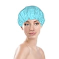 thumbnail image 3 of YFYANG Women's Double Waterproof Shower Cap, Blue Line Texture Reusable Hair Cap for All Hair Styles and Head Sizes, 3 of 9