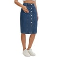 thumbnail image 4 of INSPIRE CHIC Women's Denim Skirt Button Down Pockets 2026 Western Midi Jean Skirts S Blue, 4 of 6