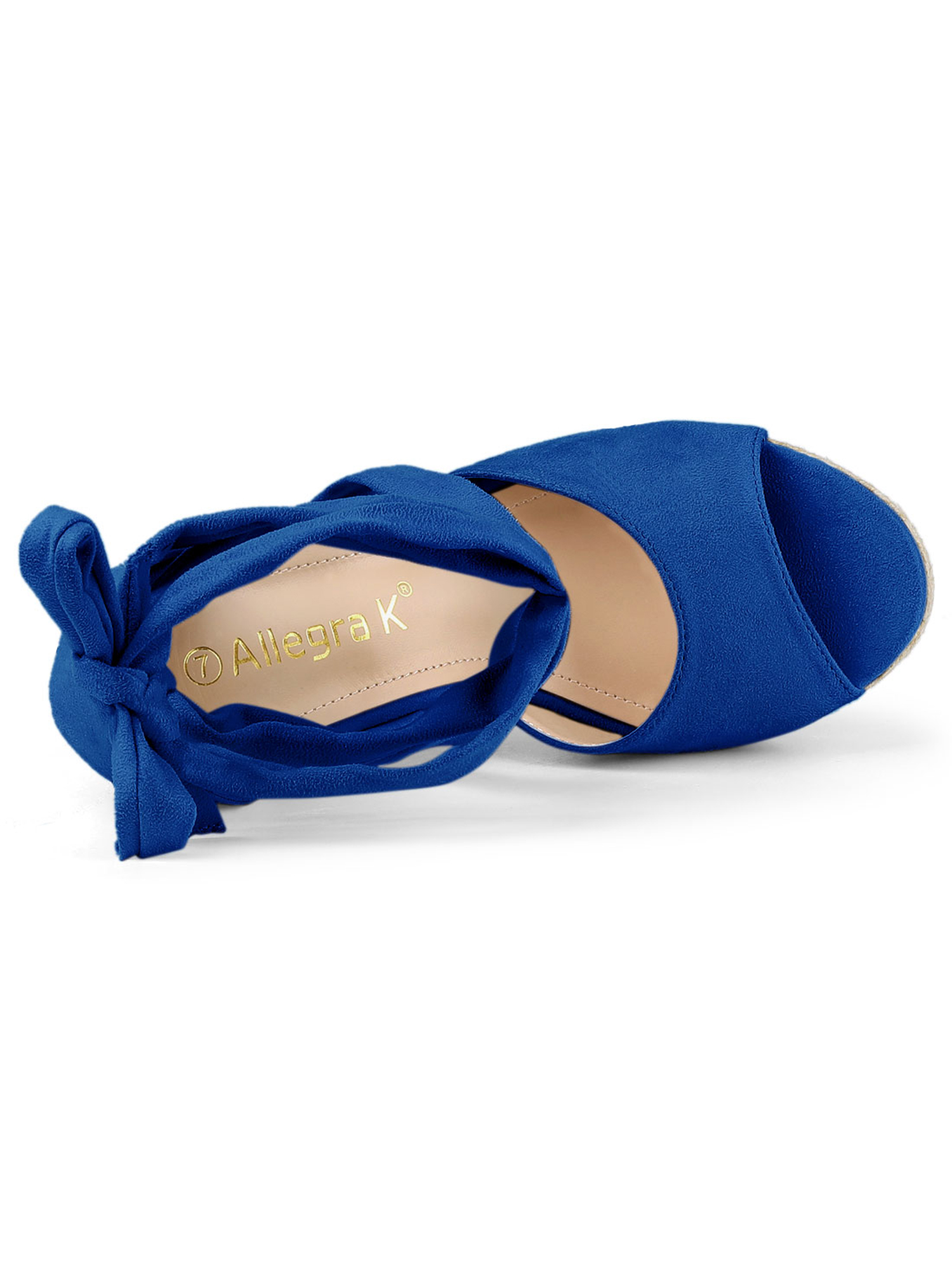 DARING DIVA Women's Lace Up Espadrilles Platform Wedges Sandals Deep Blue 6