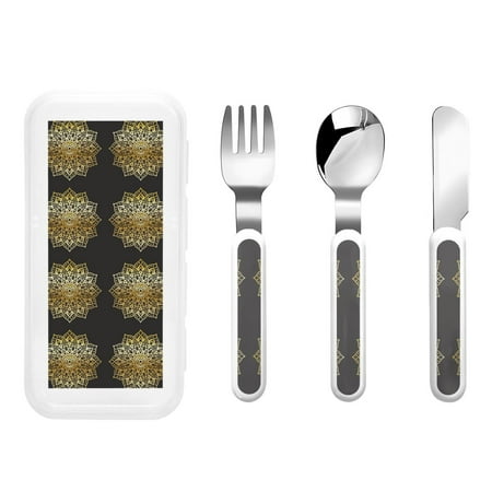 

Salouo Gold Mandala Pattern 3 Pieces Toddler Utensils Kids Silverware Set Stainless Steel Utensils for Kids Children Safe Spoons Forks & Knife Dishwasher Safe