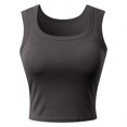 thumbnail image 5 of Wang6 Women Cropped Ribbed Tank Tops with Built in Bra Summer Sleeveless Cami Tops Trendy Loose Workout T Shirts Undershirts Grey One Size, 5 of 5