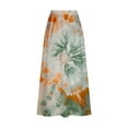 thumbnail image 5 of Maxi Skirts for Women Viikei Chiffon Skirt with Ruffles,Women's Printed Elastic Waistband Pleated Pocket Skirt With Mid Calf Skirt Green S, 5 of 5