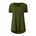 thumbnail image 3 of Jinqian T-shirt Manches Courtes Femme Grande Taille Tops Casual V Tunique Col Rond Chemisier, 3 of 3