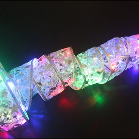 16.4Ft Led Ribbon Christmas String Light Christmas Tree Topper Bow Ribbon Decor