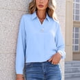 thumbnail image 2 of Tumotour Office Work Business Blouses for Women'S V-Neck Long Sleeve Button Up Shirts Business Causal Dressy Work Top, 2 of 8