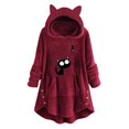 thumbnail image 1 of Top de abrigo de felpa con capucha y manga larga con botones de felpa y orejas de gato con estampado informal para mujer Pompotops  gfhjh14295, 1 of 4