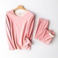 thumbnail image 2 of Women Solid Color Two-piece Suit Thermal Underwear Top And Pants Set Warm Soft Sleepwear Heating Suit, 2 of 9