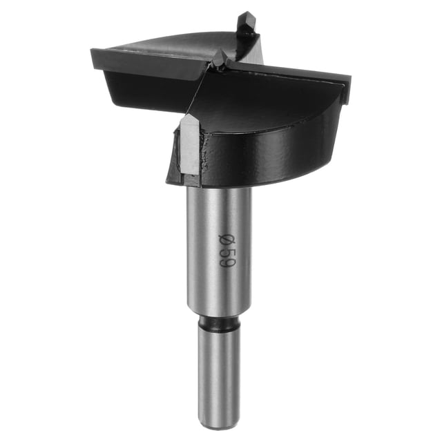 Broca Forstner Uxcell para Trabajos en Madera, 2-5/16in (59mm) Punta de Carburo Vástago Redondo Cortador de Bisagra para Abrir Agujeros en Madera